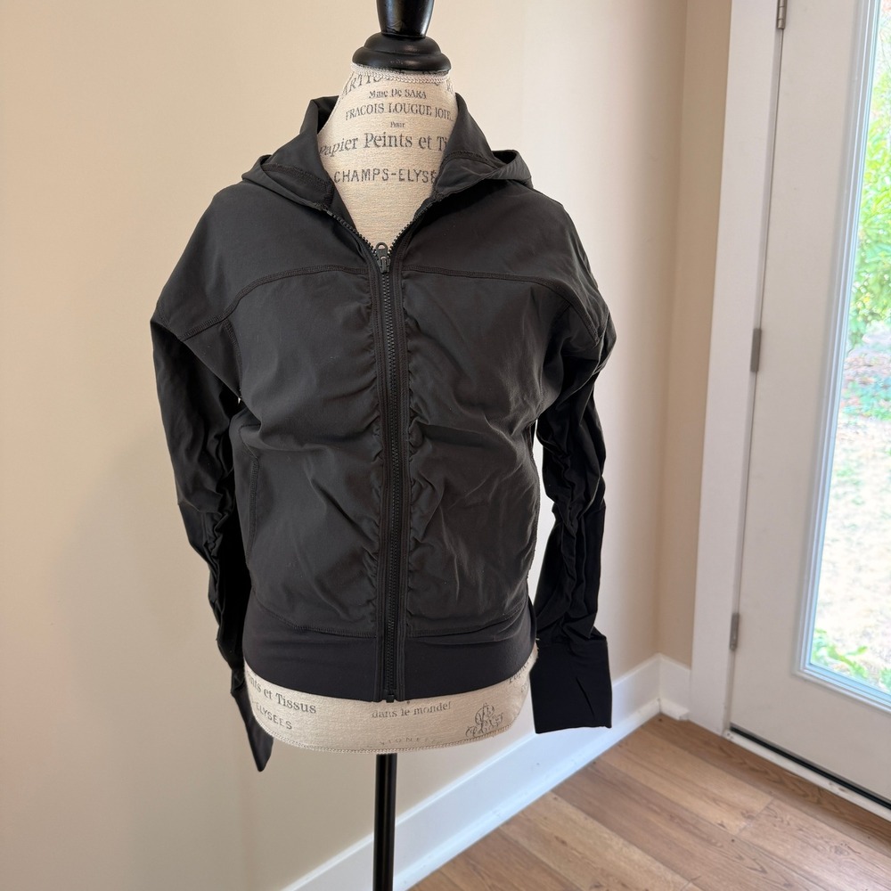 Lucy Women's Dark Gray Full Zip Nylon Hoodie Size M